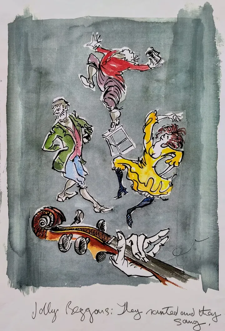 They Danced and They Sang, a Jolly Beggars illustration by Bruce Thomson