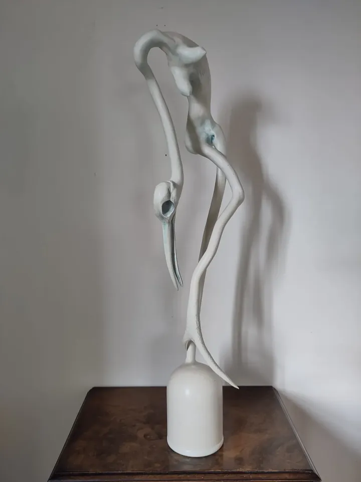 Antler Bird Woman, a carved wood sculpture by Bruce Thomson